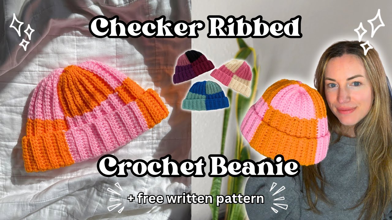 Checkerboard Beanie Tutorial + Free Written Pattern | BEGINNER FRIENDLY & an amazing STASH BUSTER