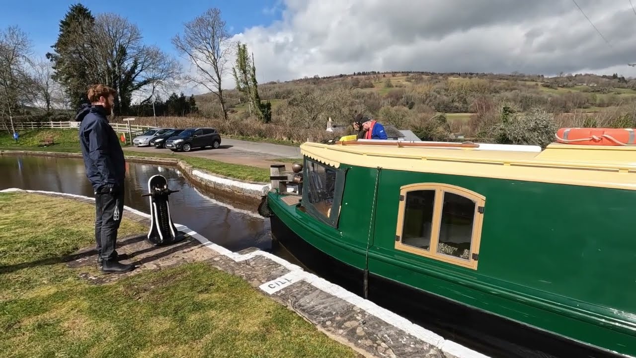 Narrowboats at Llangynidr locks, Episode 5 of walking the Monmouthshire and Brecon canal