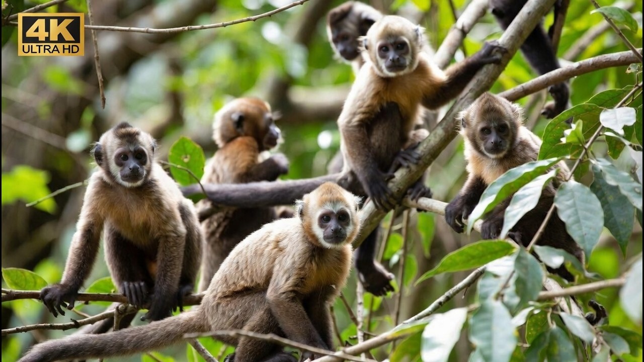 4K ULTRA HD Relax in the Amazing World of Little Monkeys. Amazonia.