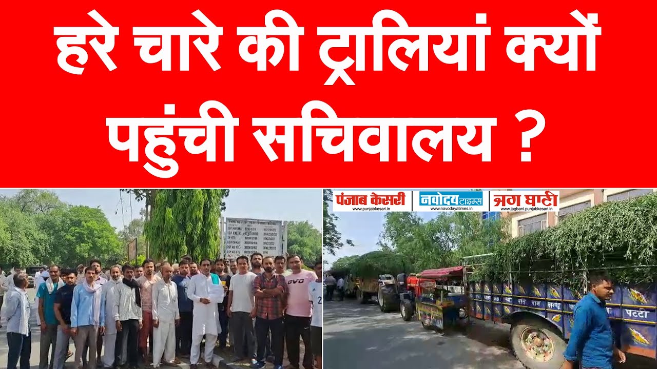 हरे चारे की ट्रालियां लेकर सचिवालय पहुंचे किसानों और टोके वाले, दुकानें बंद करने के नोटिस से भड़के