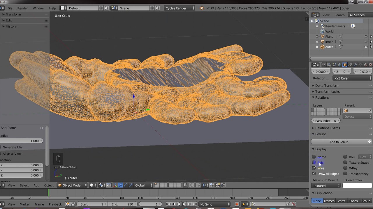 How to split a COMPLEX STL model into two objects using Blender using Knife Project.