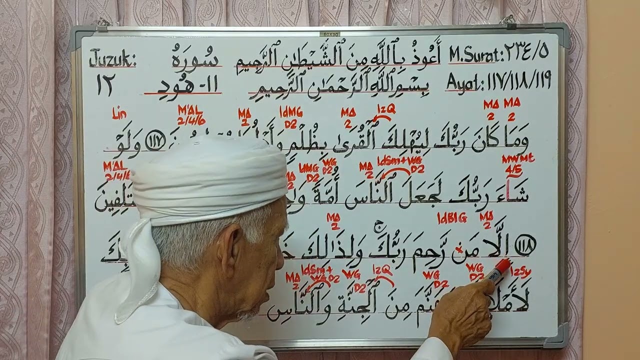 HUKUM-HUKUM TAJWID DAN MAKSUD AYAT 117, 118 DAN 119, SURAH HUD, JUZUK 12, AL QURAN.