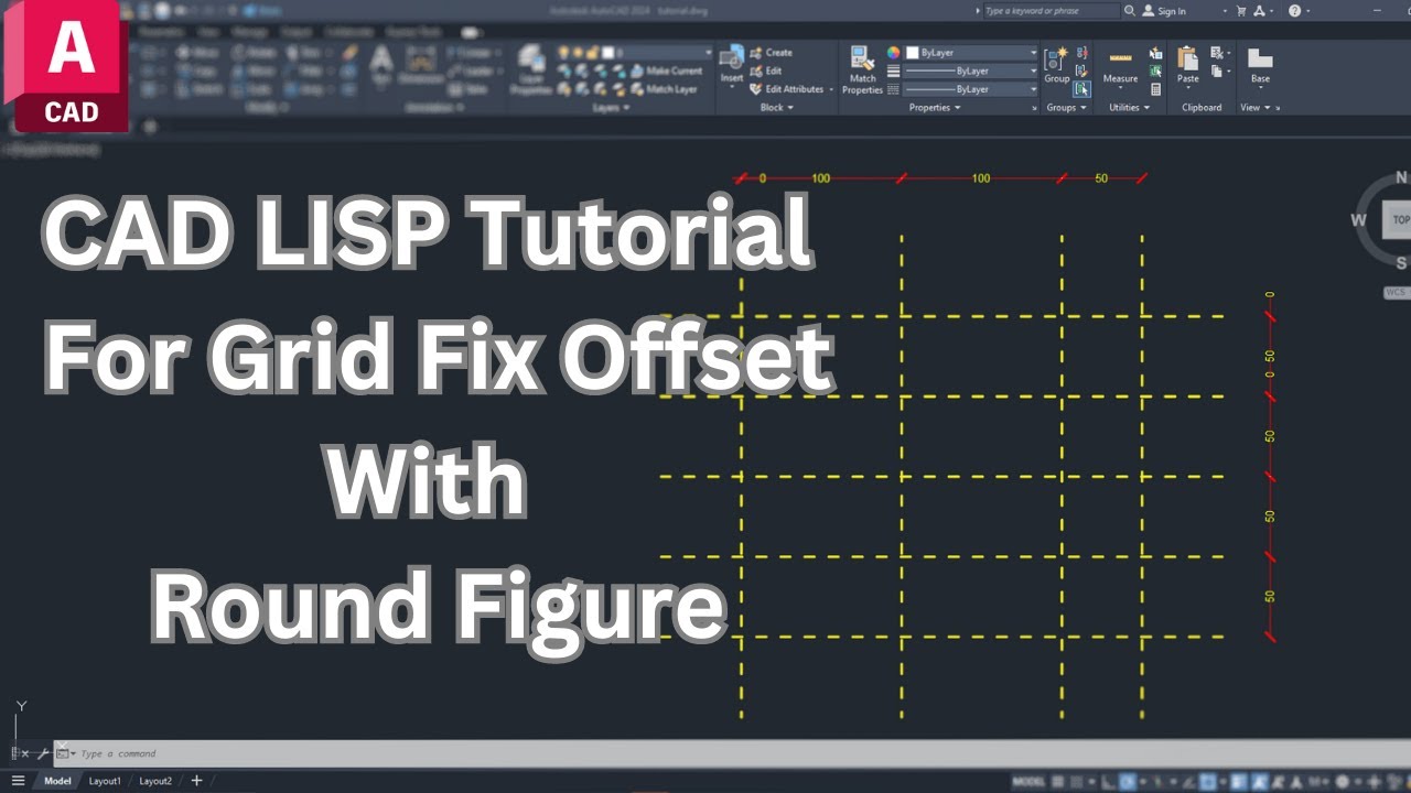 AutoCAD Lisp Tutorial: Fixing Grid Offset with Round Figures