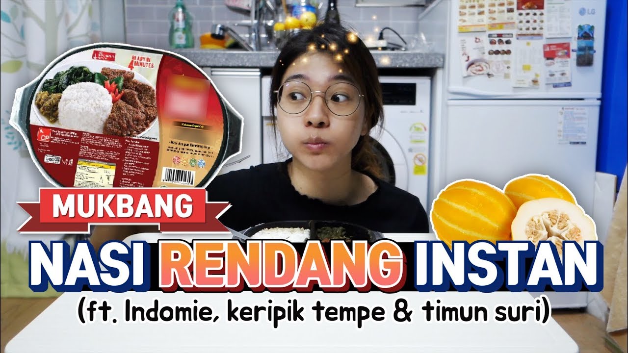 MUKBANG : NASI RENDANG INSTAN BAWA DARI INDONESIA | AMELICANO