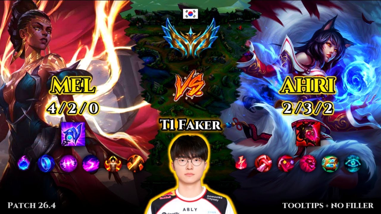T1 Faker | Mel MID vs Ahri | Patch 26.4 | 2026-02-21 | KR CHALLENGER