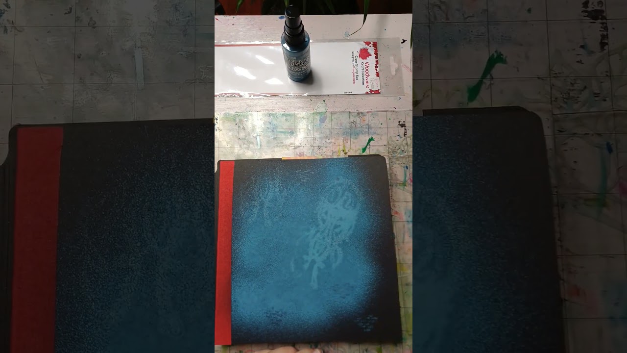 Jellyfish art journal page for the start of my new Dylusions black journal. oxide spray.