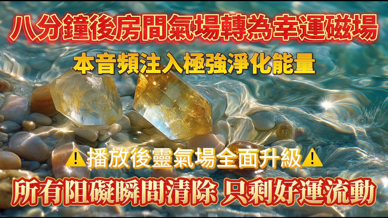 本音頻注入極強淨化能量，八分鐘後房間氣場轉為幸運磁場【⚠️注意：播放後靈氣場全面升級 100%靈驗 】所有阻礙瞬間清除 只剩好運流動，吸引力法則 能量音樂 好運音樂