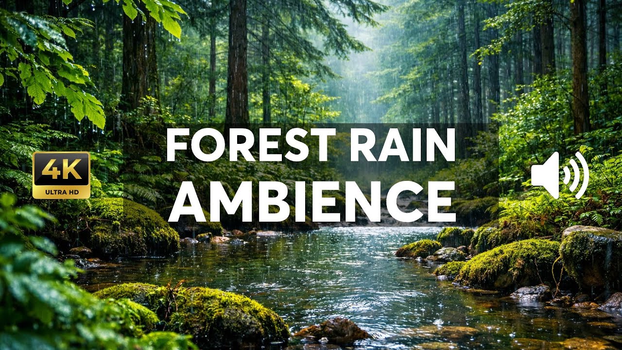 Gentle Sound of Rain in the Forest | Relaxation | Melody of the Soul | Free Stock Footage | 4K