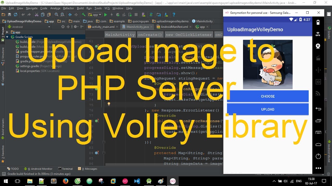Upload Image to PHP Server Using Volley Library In Android