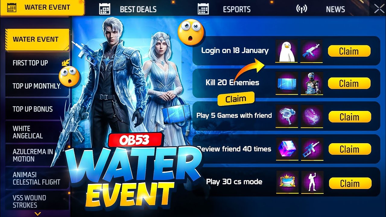 NEW OB53🤩WATER SEA🔥EVENT FREE FIRE || UPCOMING UPDATE FREE FIRE || TODAY FREE FIRE NEW EVENT 
