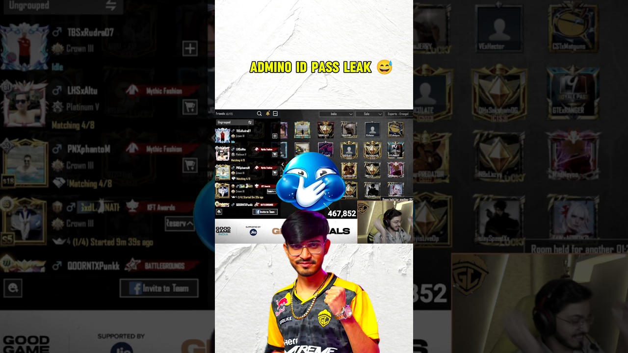Admino Good Game India Tournament Id pass Leak 😅 #jonathangaming #adminogaming #godlike #bgis2026