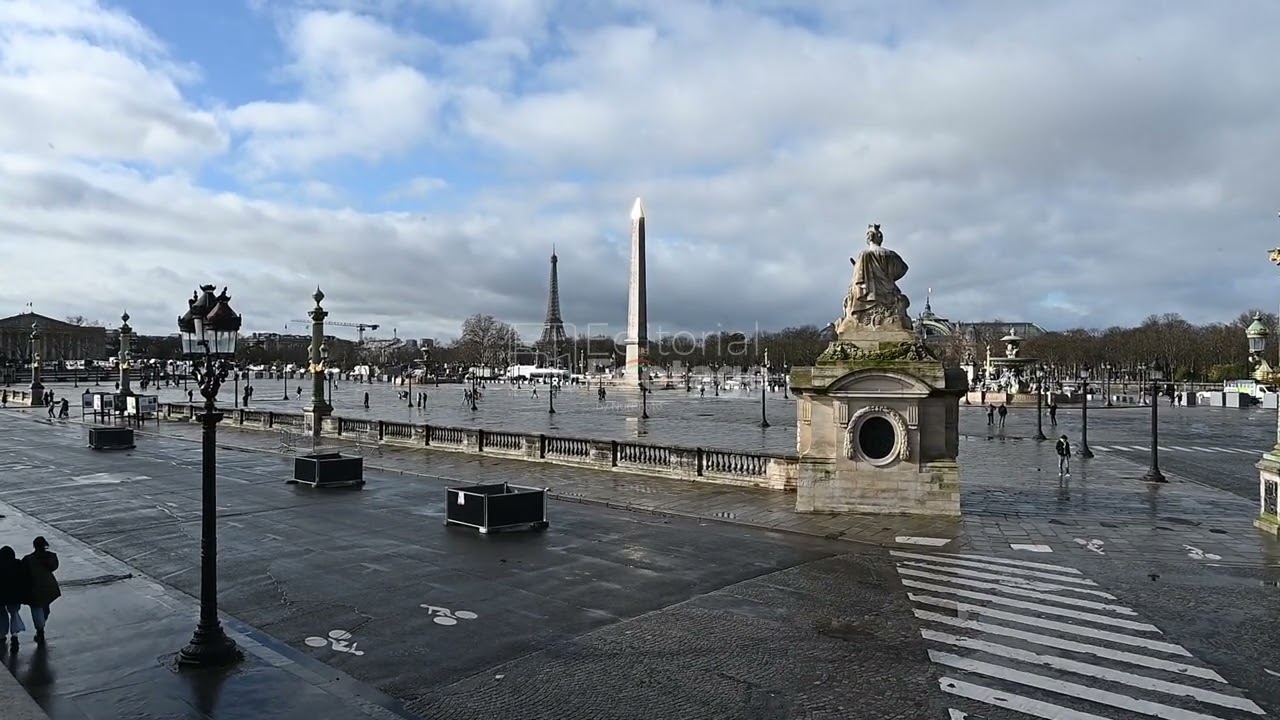 Place de la Concorde in Paris, with the Luxor Obelisk and the Eiffel Tower