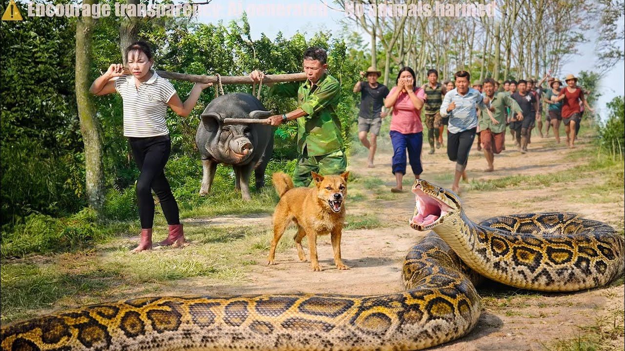 72 Hours Full Process: Giant Python Invades a Pig Farm — Processing Pork to Sell at the Market