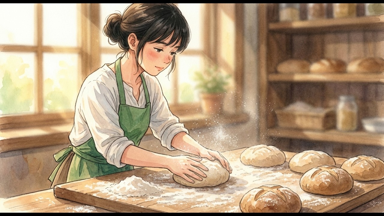 Baking Fresh Bread in a Quiet Village | Ghibli Style ASMR