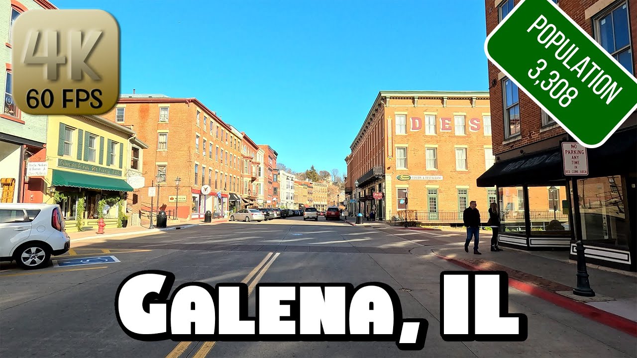 Driving Around Small Town Galena, Illinois in 4k Video