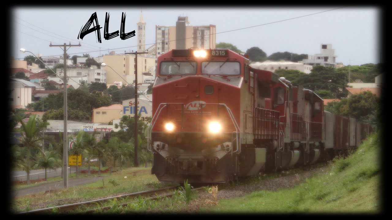 Trem da ALL D9-40BBW 8315 SD40-2 9490 SD40T-2 9517 com vag&otilde;es vazios passando por Jandaia do Sul-PR