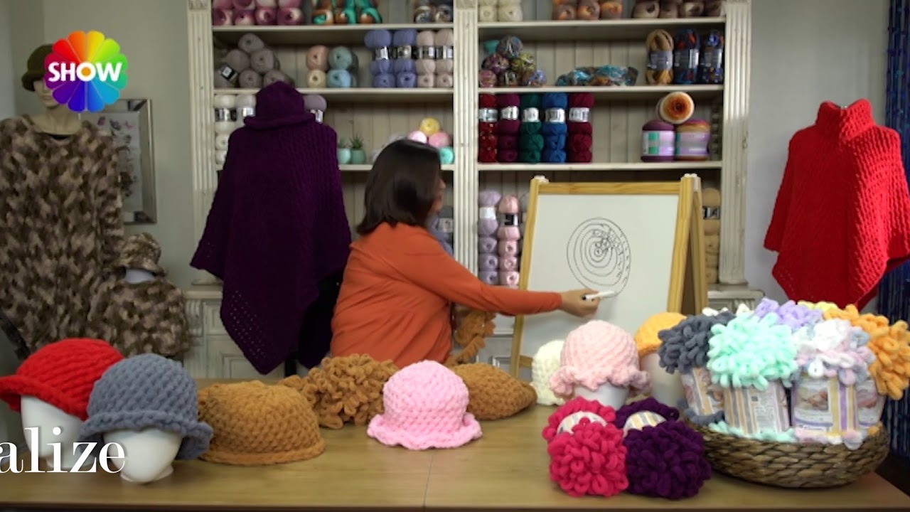 Alize Puffy ile Şapka Yapımı - Making Hat with Alize Puffy(no needles, no hook)
