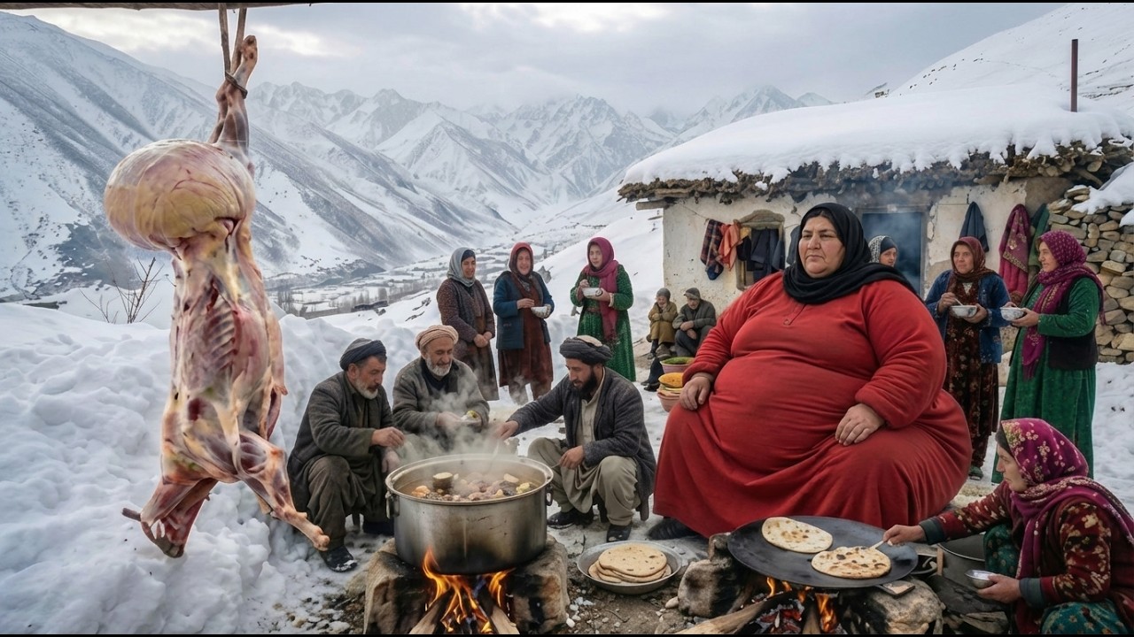 Afghanistan's Coldest Village Shares a Lavish Goat Meat Feast  Winter Survival