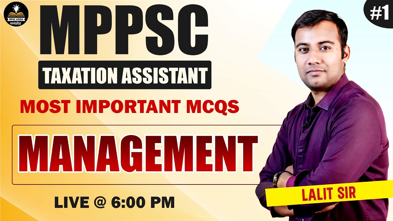 Management | Part-1 | Most Imp MCQs | MPPSC Taxation Assistant | Taxation Assistant 2023
