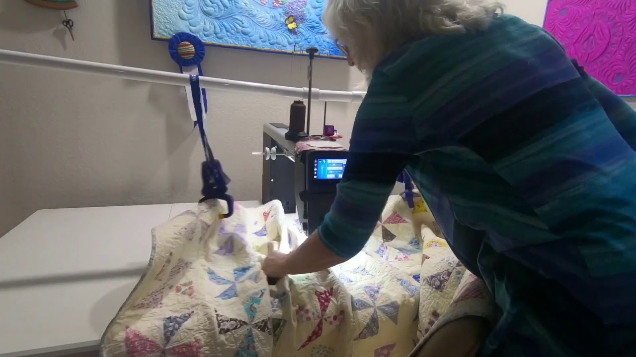 My quilt suspension system and a hello to my quilting friend!