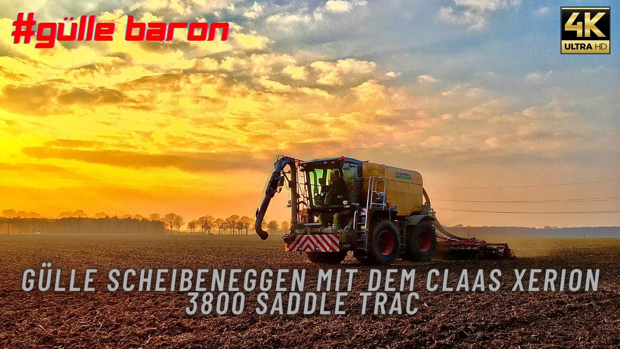 Claas Xerion 3800 Saddle Trac Zunhammer mit Evers Güllescheibenegge und 2Zubringer vom Lu Cornelißen