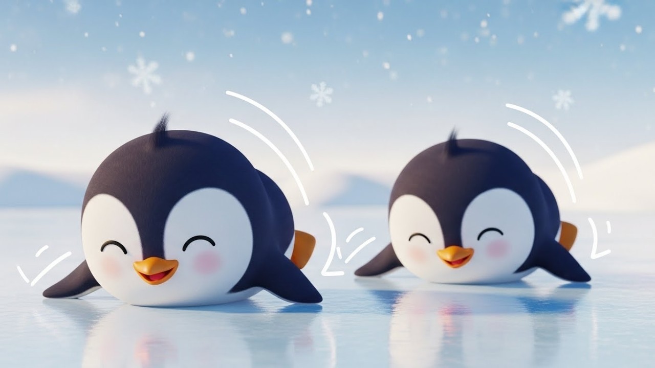 Пять маленьких пингвинов скользят вместе 🐧❄️⛸️ | Мультфильм для детей и весёлые приключения