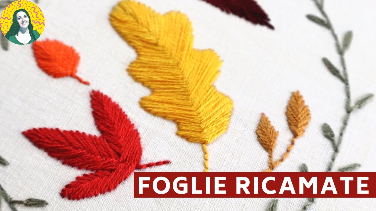 Ricamo foglie + SCHEMA DA RICAMO GRATIS | tutorial di ricamo a mano