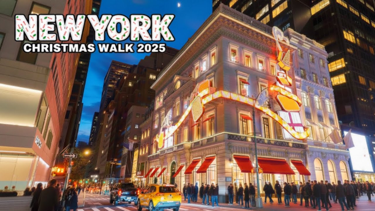 Cartier 5th Avenue NYC Christmas Lights 2025 & Rockefeller Center Holiday Crowds 4K Walking Tour