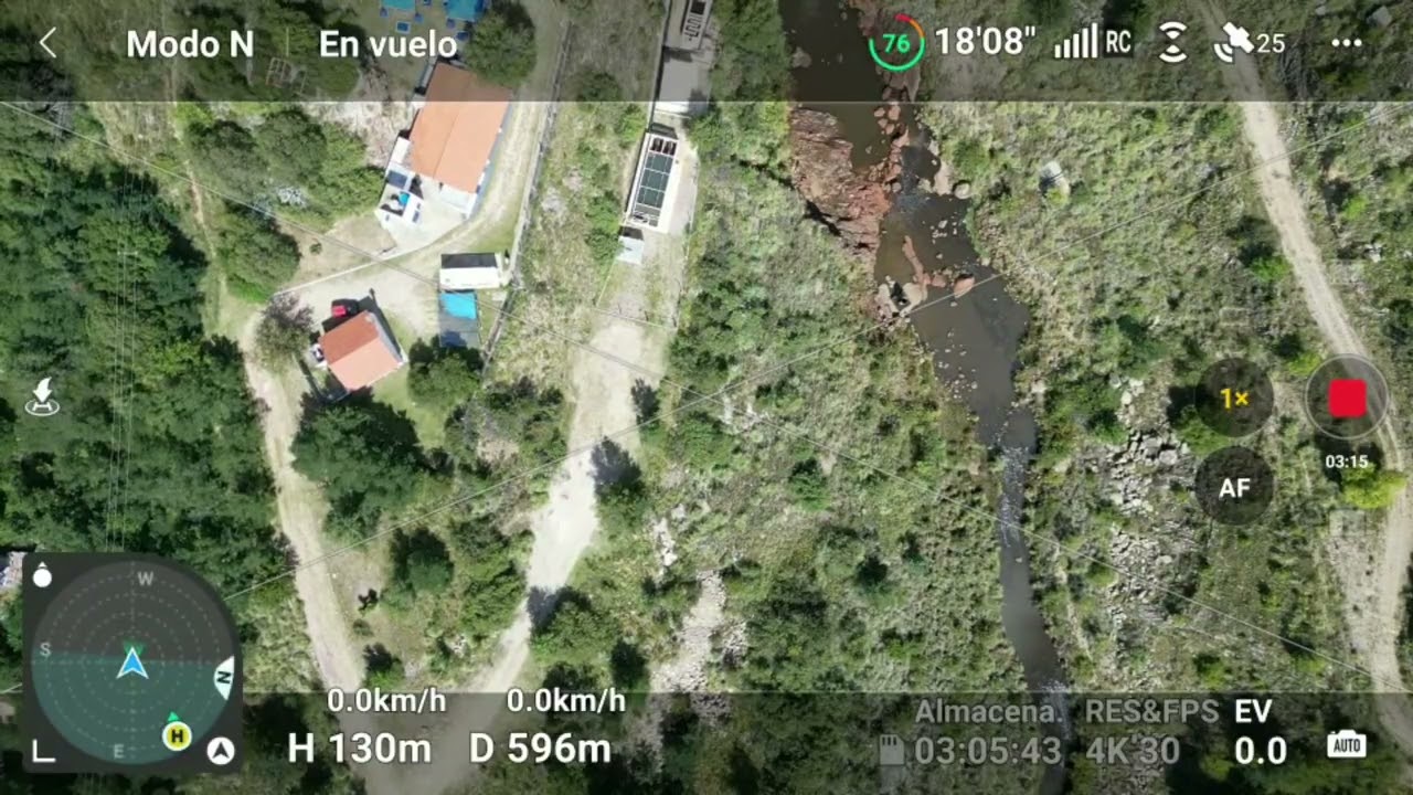 Telemetría de un vuelo con DJI Mini 3 Pro en los alrededores del dique A. E. Agüero