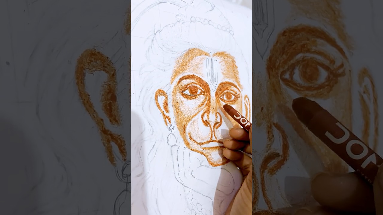“Hanuman Ji Drawing Shading Step by Step 🙏🎨 | Realistic Hanuman Art 