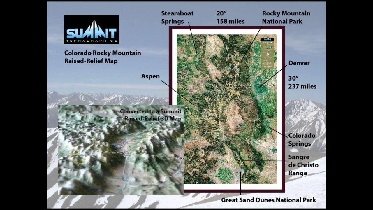 3D raised-Relief Map -- Colorado Rocky Mountains