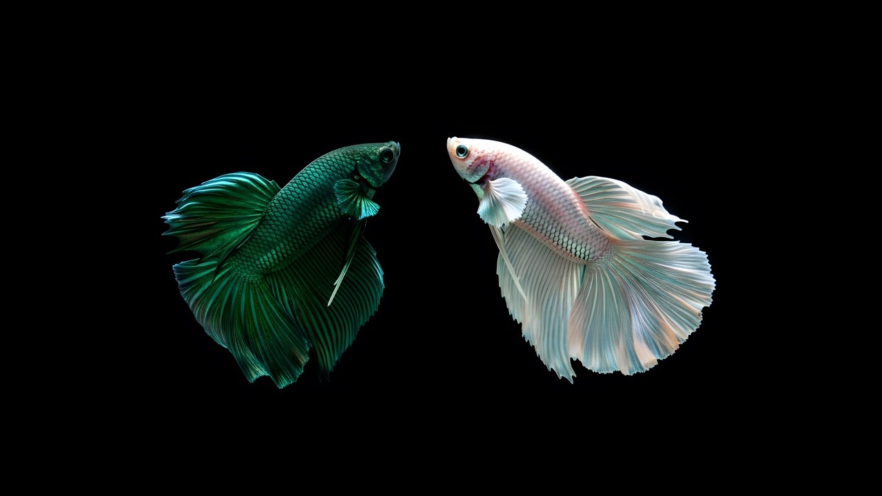 1 Hour Stunning 4K Betta Fish 🐠 Relaxing Music | Black Aquarium Relaxation Video