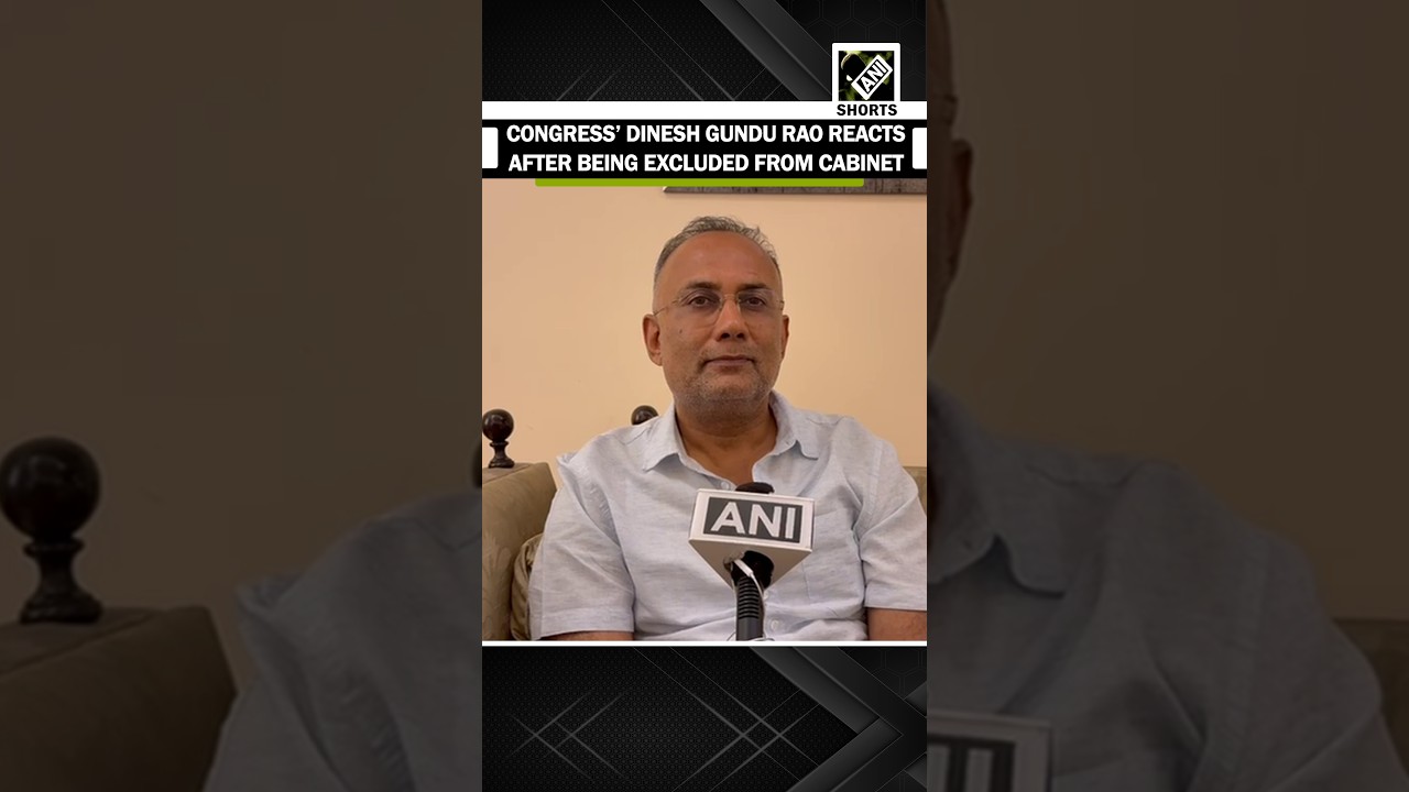 Disgruntled Karnataka Congress MLA Dinesh Gundu Rao reacts after being excluded from cabinet