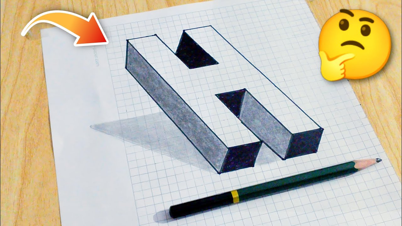 How to Draw 3D Letter 'H' - Optical Illusion Art 🎨✨ | #3D