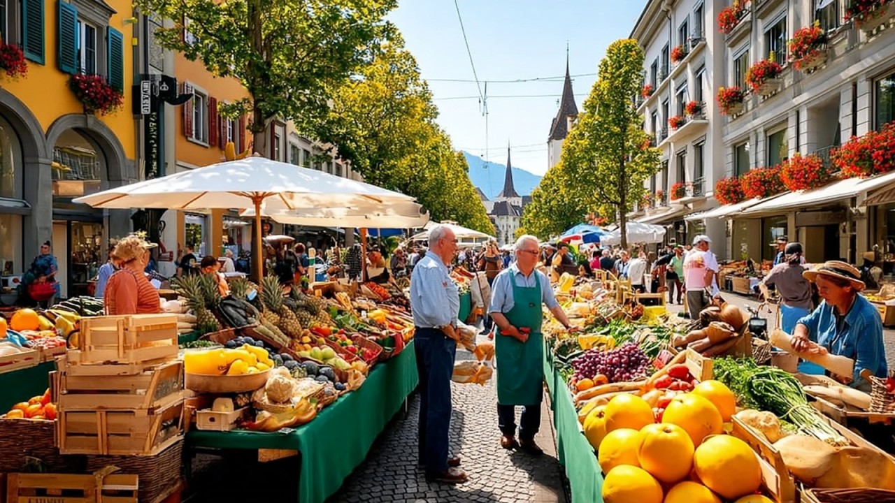 Morning at Zurich’s Organic Farmers Market in 4K – Vibrant Fresh Swiss Flavors