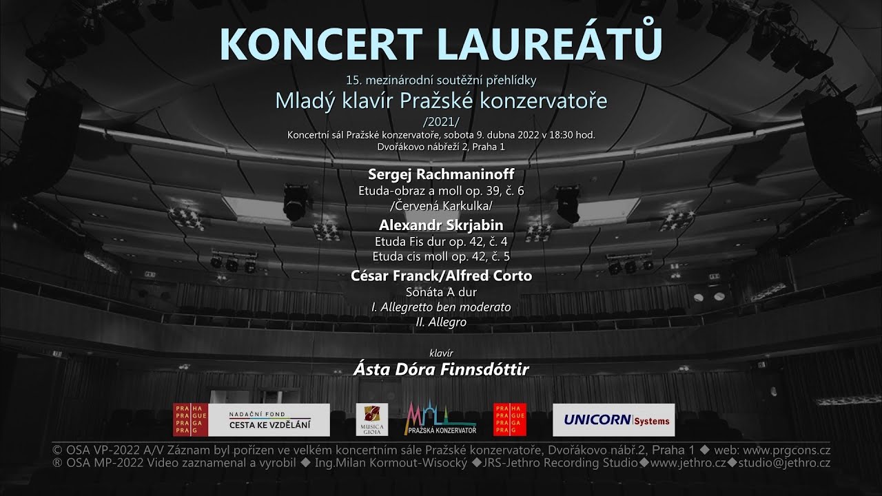 KONCERT LAUREÁTŮ - Mladý klavír Pražské konzervatoře /  Ásta Dóra Finnsdóttir / 9.4.2022