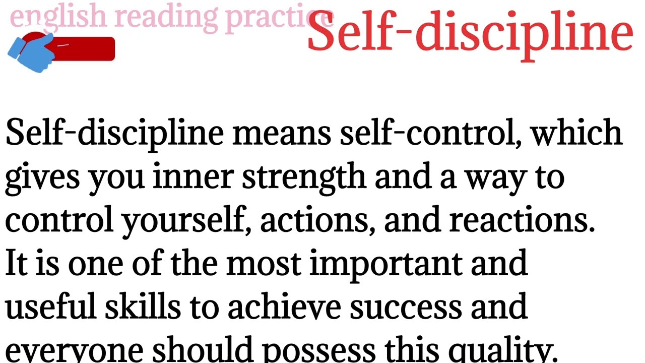 372,Self-discipline/english reading paragraph/आसानीसेअँग्रेजीपढ़नासीखे @Englishreadingpractice
