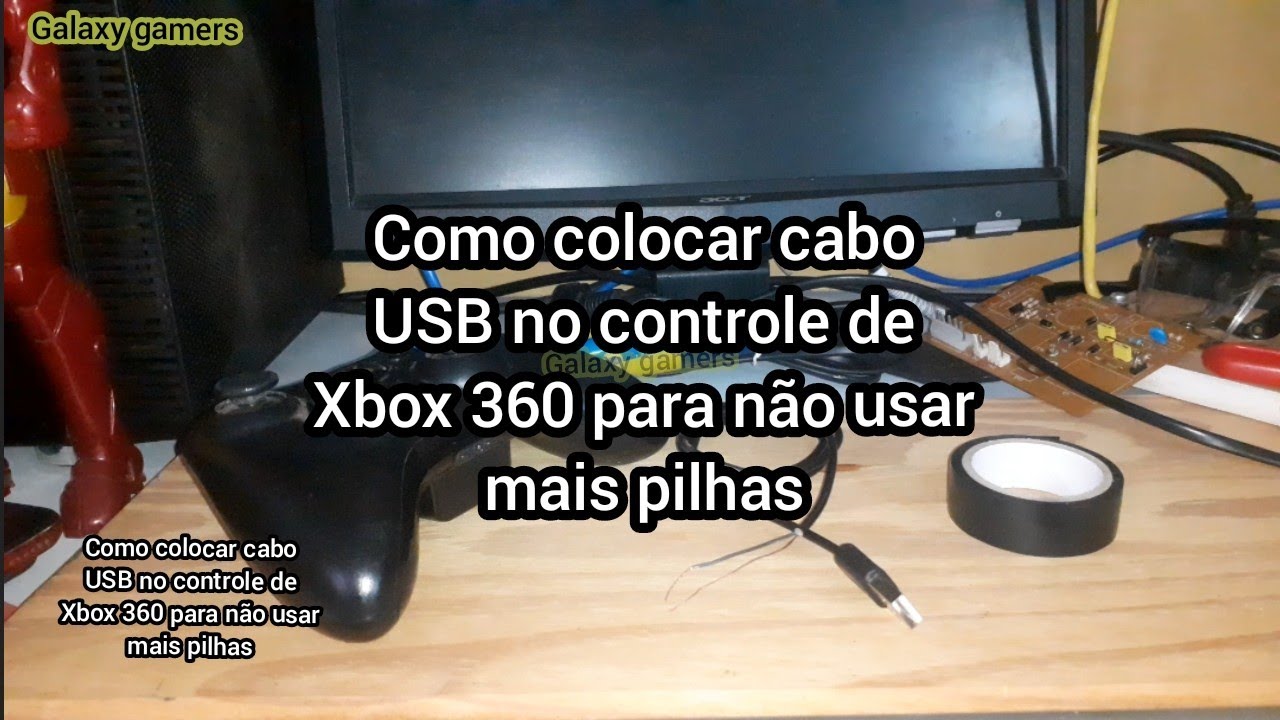Como colocar cabo USB no controle de Xbox 360