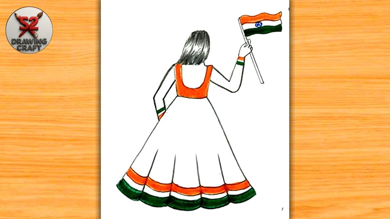 Republic day girl drawing | how to a 26 january easy draw | pencil sketch drawing begginars 