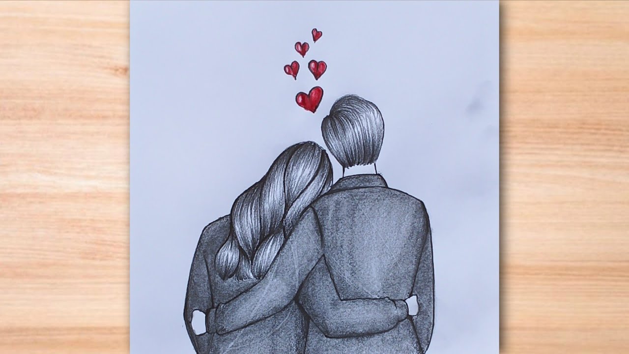 How to draw a drawing romantic cute l step by step|valentine's day couple drawing|couple sketch