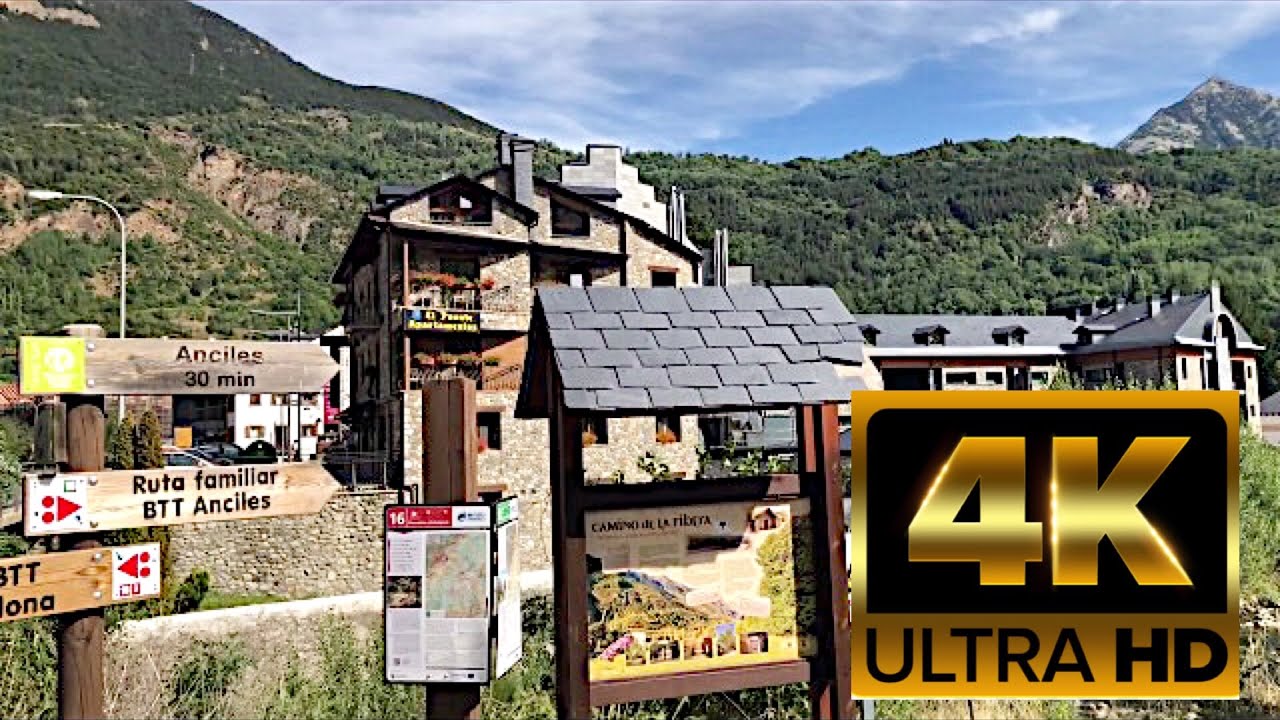 4K 🏔 Relaxing Walking Tour Mountain Village | Benasque, The Pyrenees' Essence