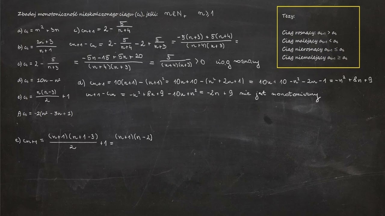 2.24. Zbadaj monotoniczność nieskończonego ciągu (cₙ), jeśli: a) cₙ = n&sup2; + 3n