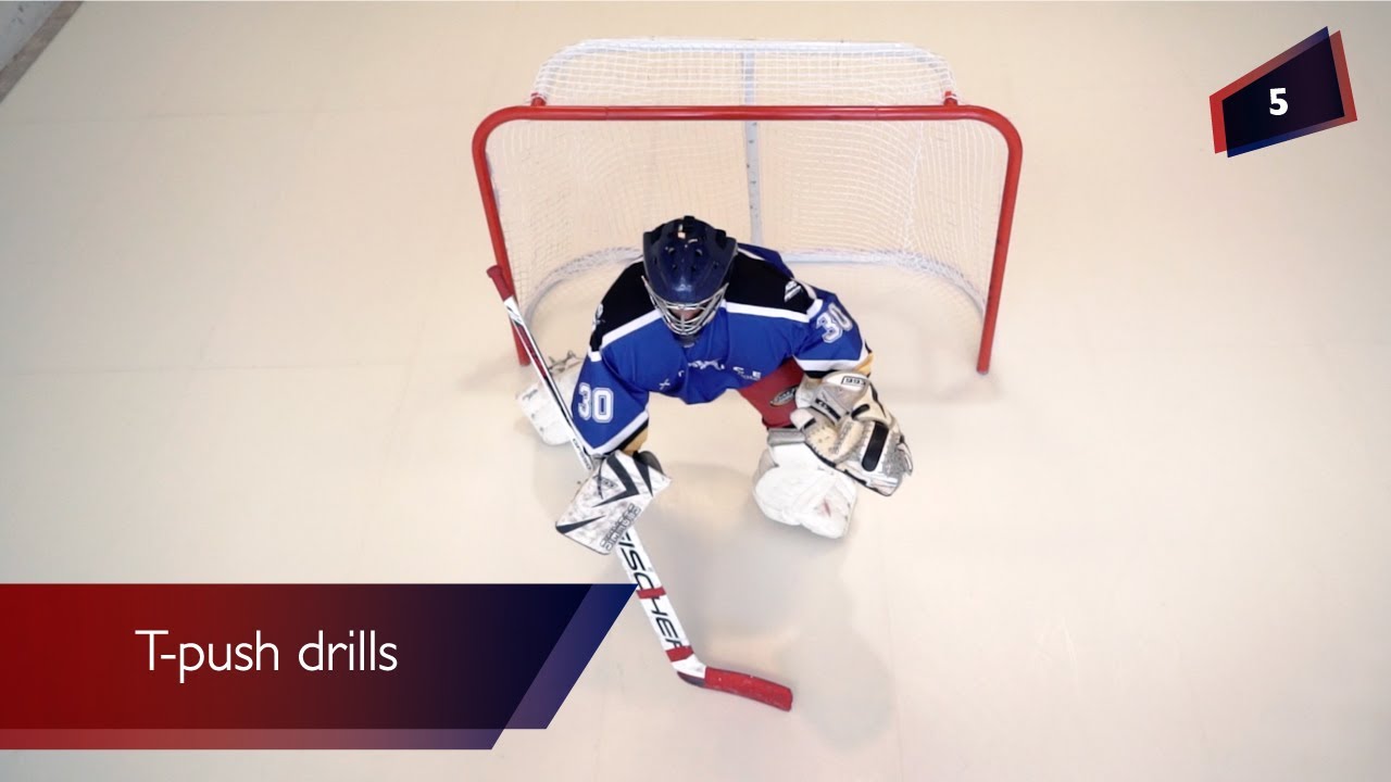 🏒Hockey Goalie Drills🏒: T-push drills for faster movement around the goal crease