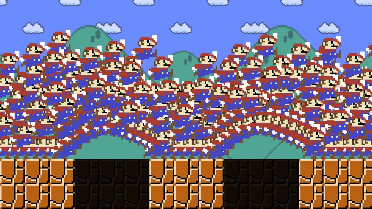 Cat Mario: Mario's 9999 Mario all together in Super Mario Bros. !