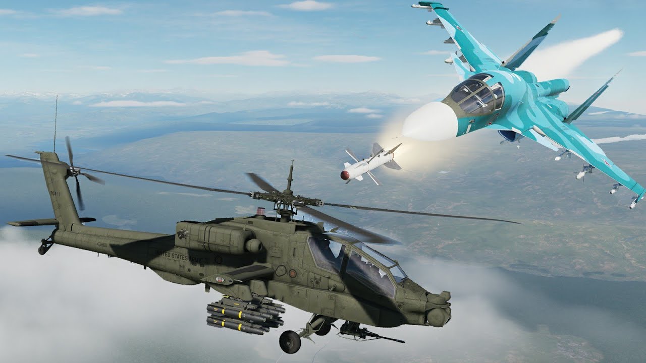 Su-34 Vs All US Helicopters - Plane Simulator - DCS World