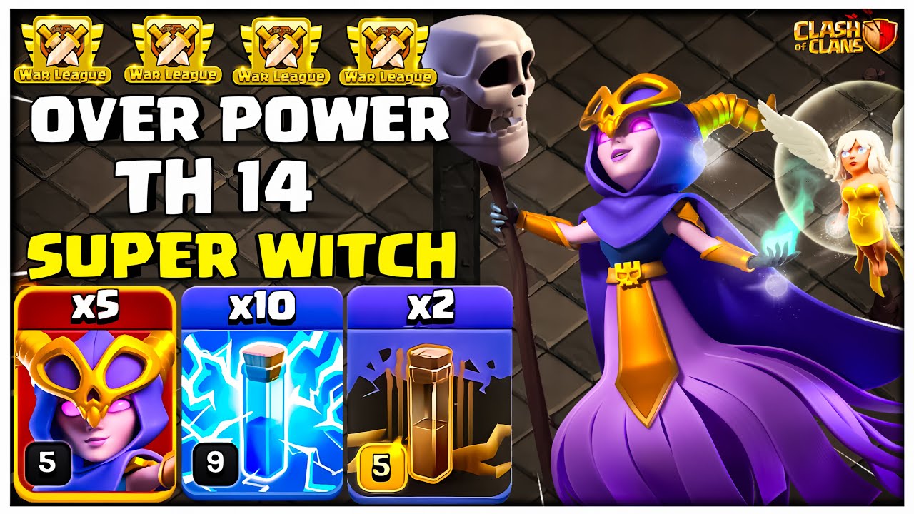 Best Th14 Over Power CWL Attack | 5 Super Witch + 10 Zap Spell + 2 Earthquake in Clash of Clans