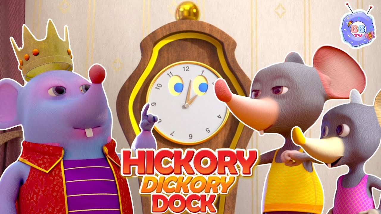 Hickory Dickory Dock Rhymes With Lyrics | Cartoon 3D Animation | Rhymes & Songs For Children