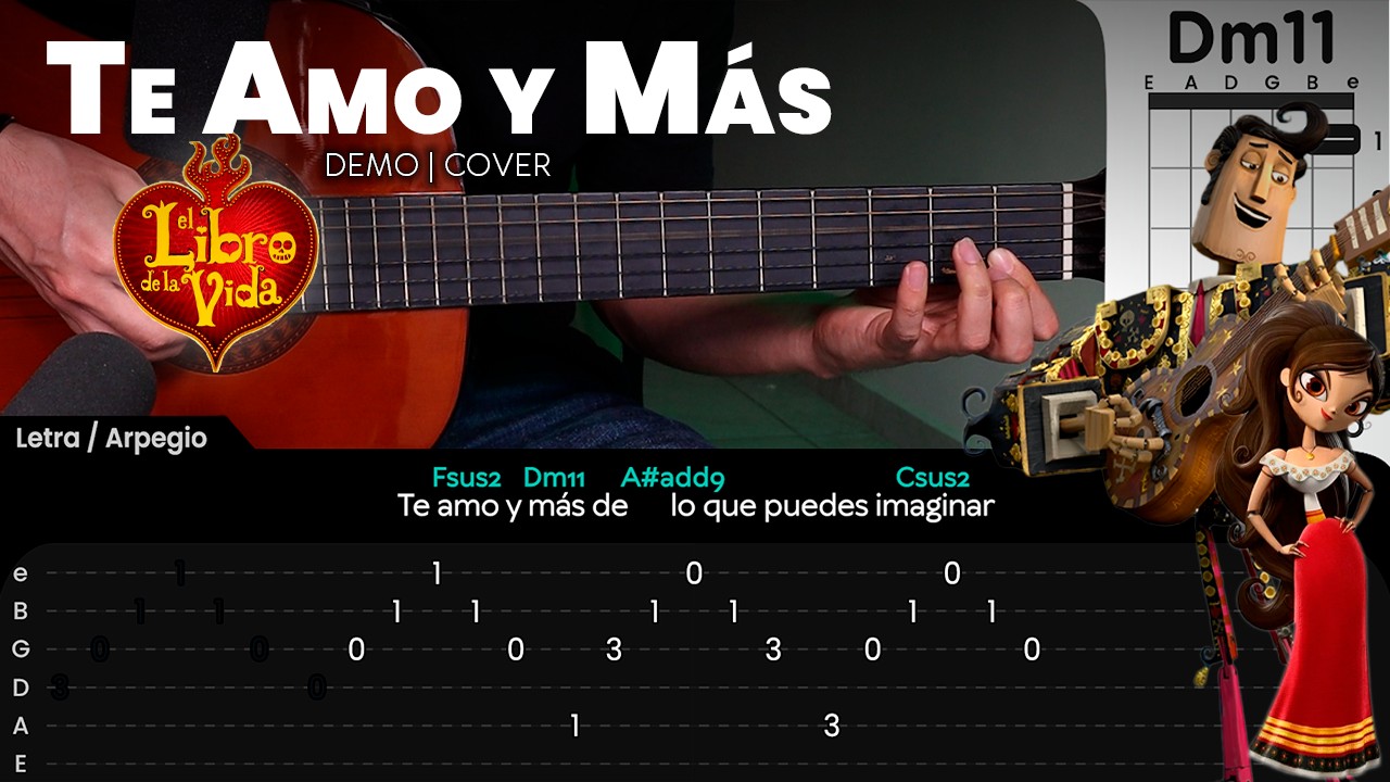 Te Amo y Más GUITARRA TUTORIAL (DEMO/COVER) El Libro De La Vida | The Yerena