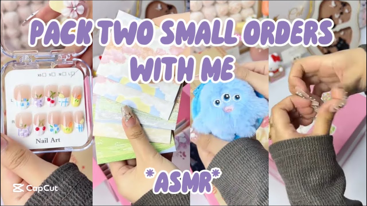 PACK TWO SMALL ORDERS WITH ME 😻💜|| small business || nails art || nails ASMR || asmr