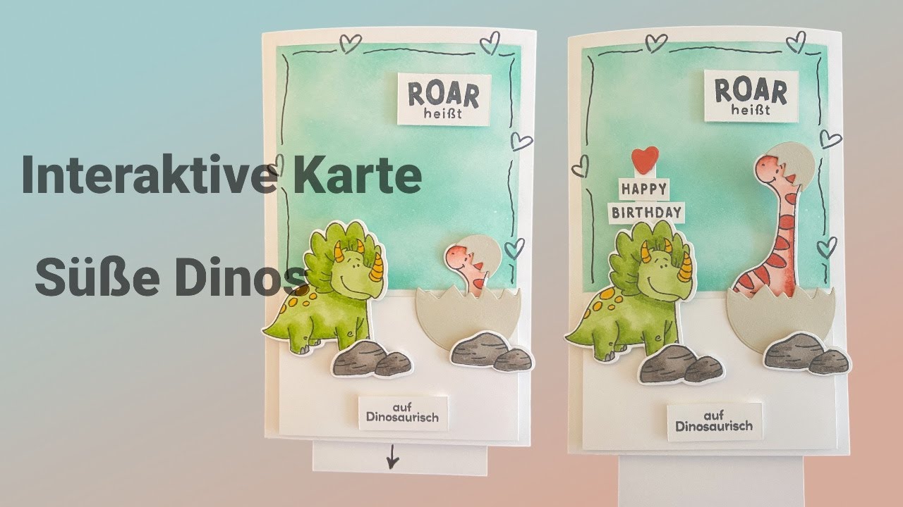 Karte mit Ziehfunktion/ interaktive Karte / Süsse Dinos/ Stampin`Up!